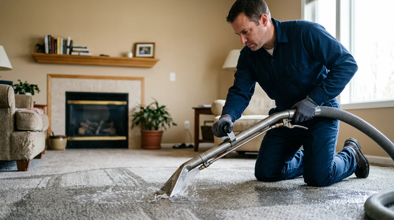 Water damage restoration technician working near East Bend, NC
